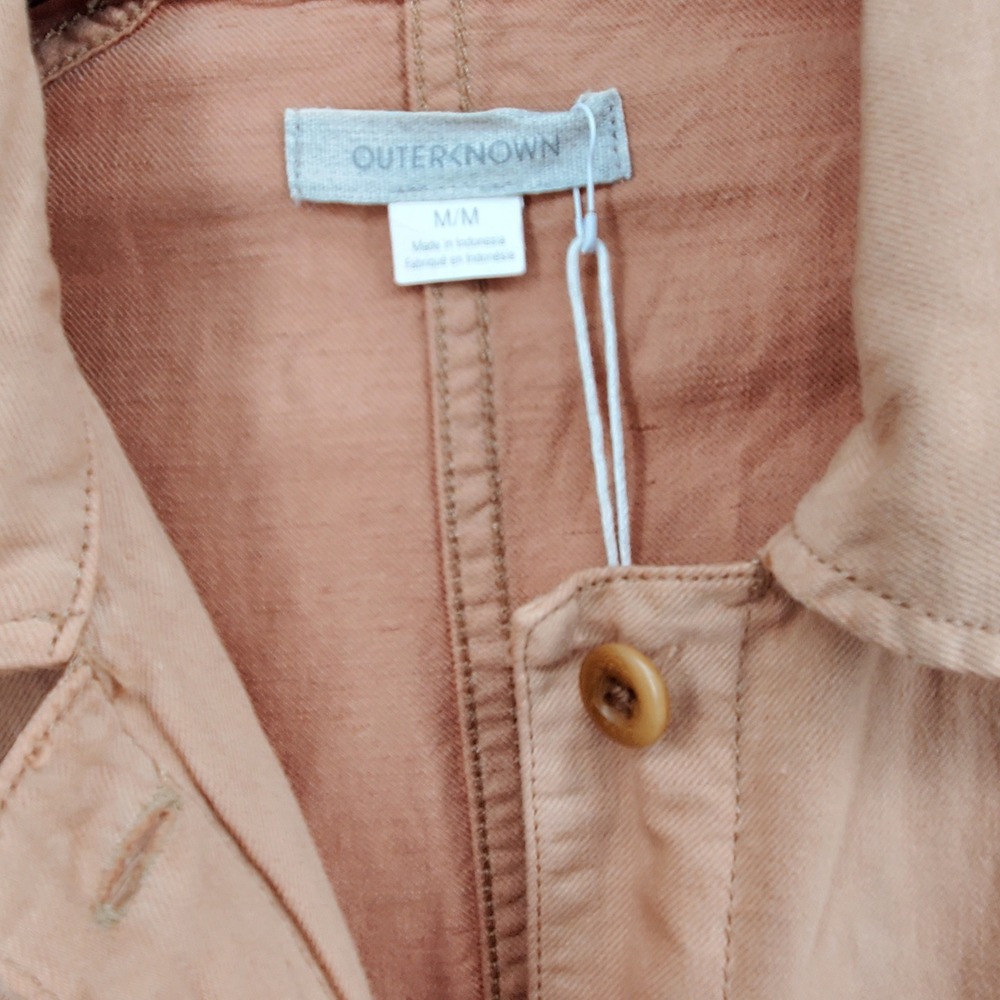 Outerknown SEA Suit Jumpsuit Womens Medium Sand Tan Organic Cotton Linen New - Picture 4 of 8